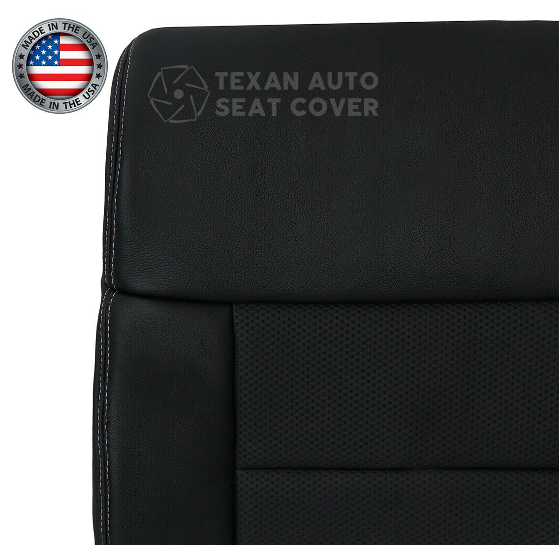 Fits 2005 to 2008 Ford F-150 Lariat Driver Side Lean Back  Leather with Inserts Replacement Seat Cover Black
