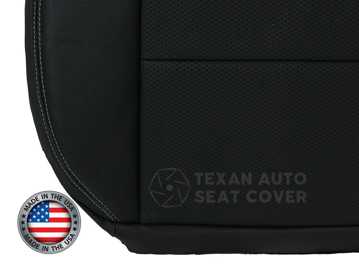 2005 to 2008 Ford F-150 Lariat Passenger Side Bottom  Leather with Inserts Replacement Seat Cover Black