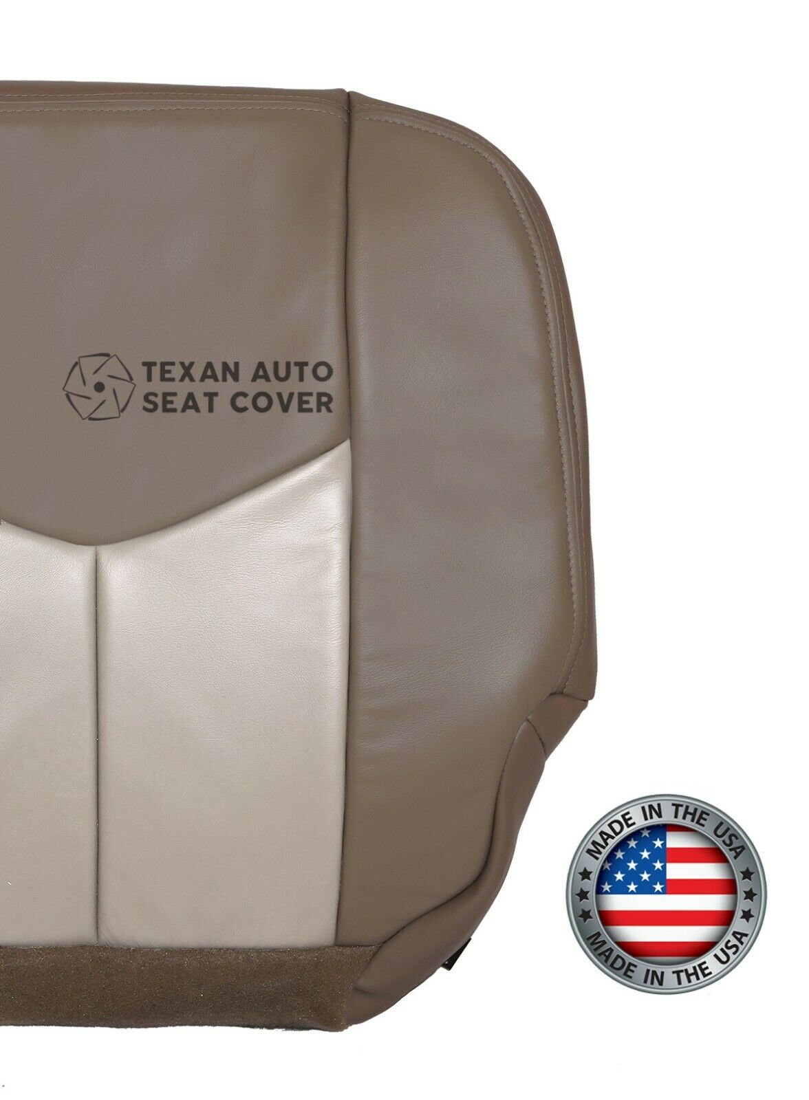 2003 to 2007 GMC Sierra Denali  Driver Bottom Leather Replacement Seat Cover 2-Tone Tan
