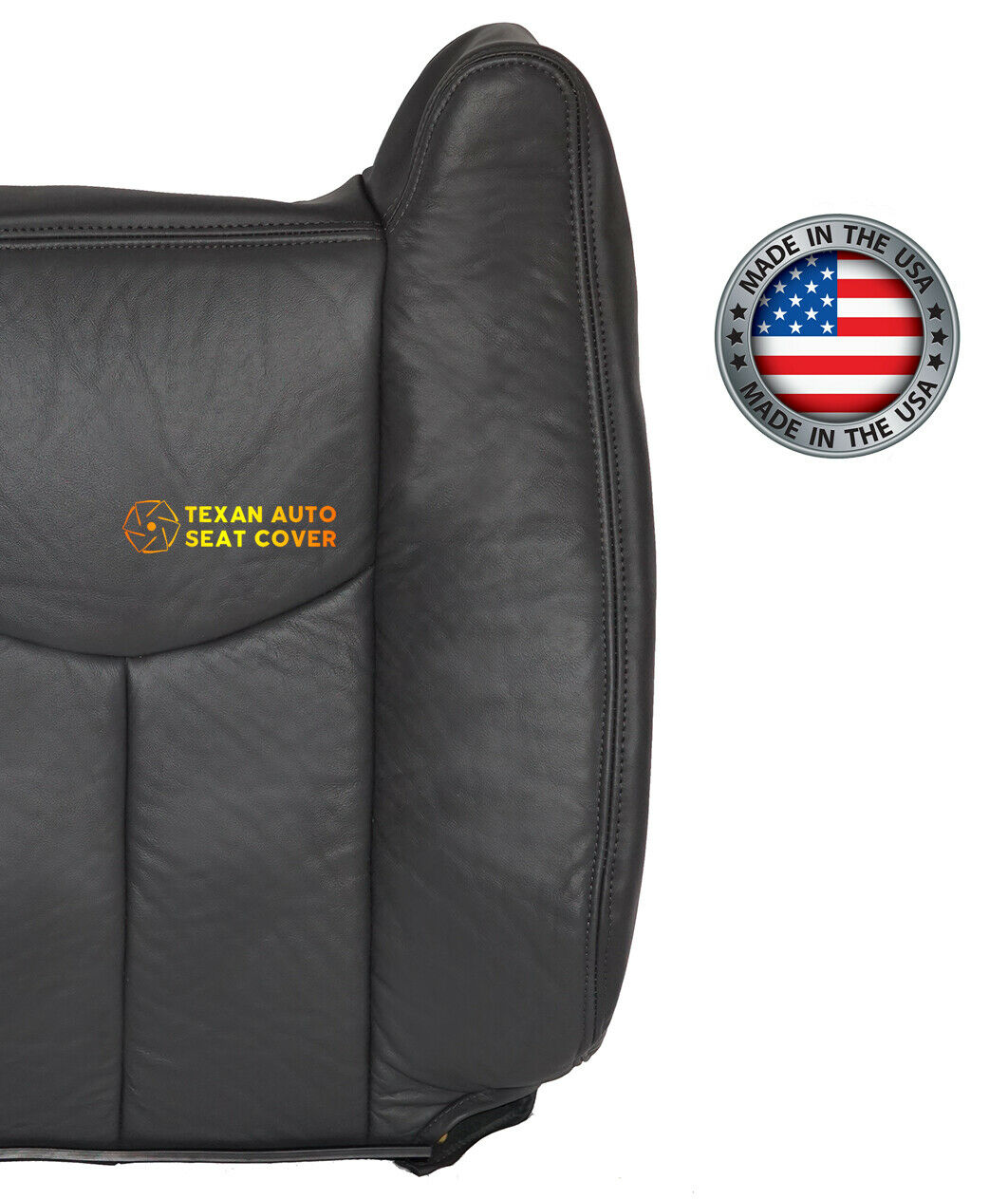 2003, 2004, 2005, 2006, 2007 GMC Sierra SLT SLE Driver Side Lean Back Synthetic Leather Replacement Seat Cover Dark Gray