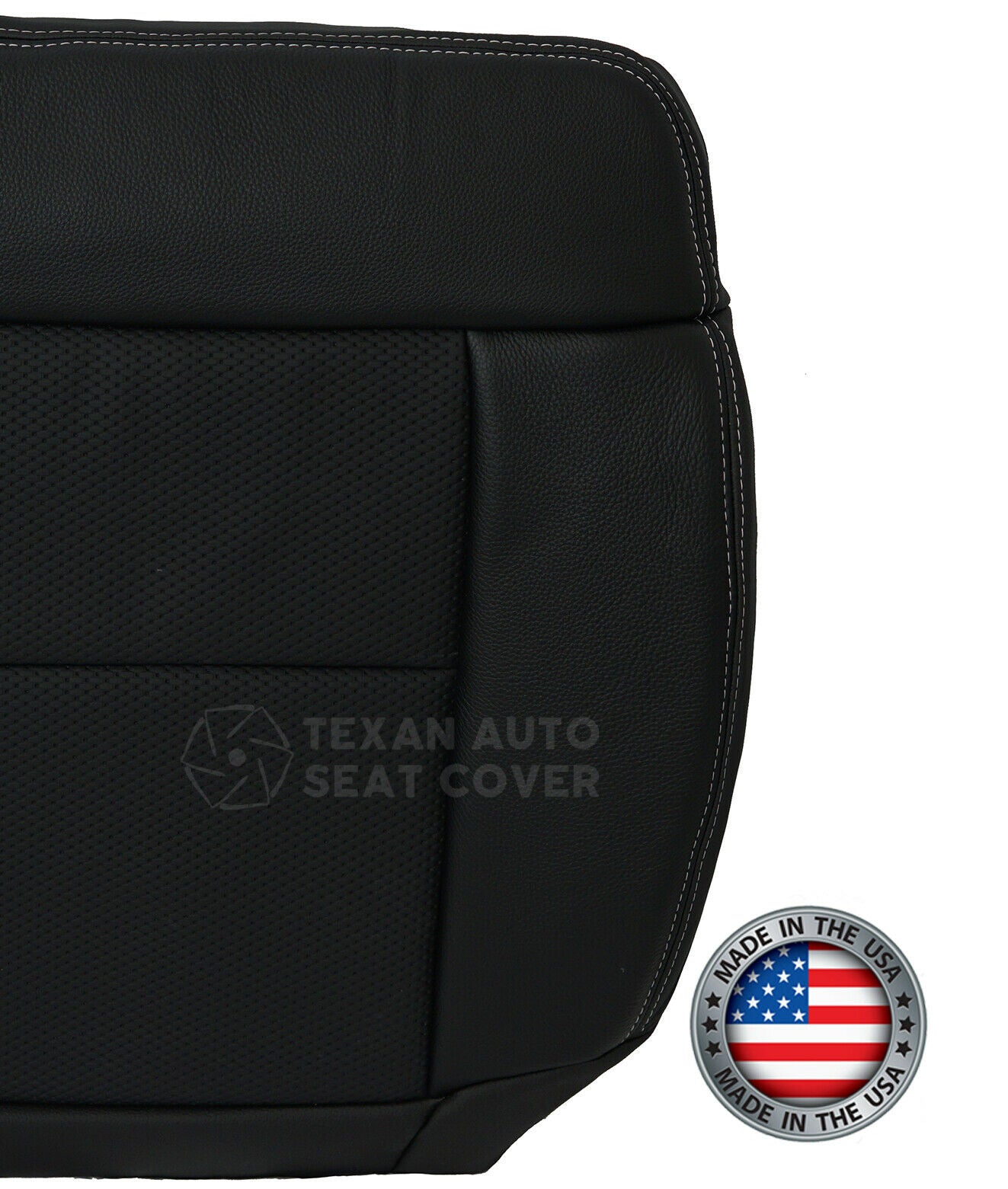 2005 to 2008 Ford F-150 Lariat Driver Side Bottom  Leather with Inserts Replacement Seat Cover Black