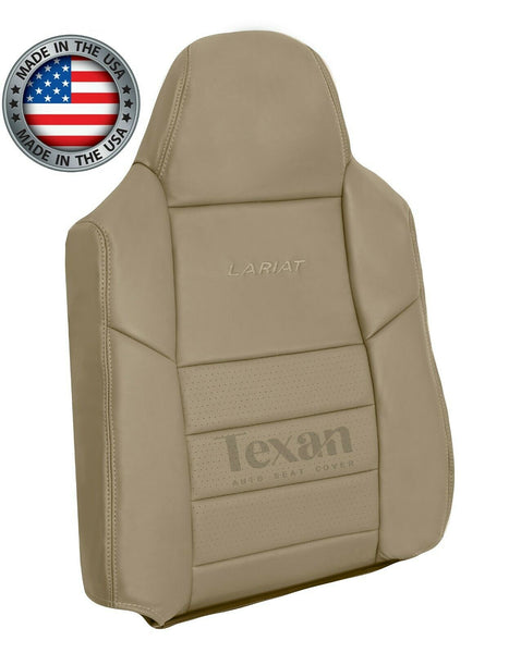 2002, 2003, 2004, 2005, 2006, 2007 Ford F250 F350 F450 F550 Lariat XLT, Crew Cab  Synthetic Leather Driver Side Lean Back perforated Replacement Seat Cover Tan