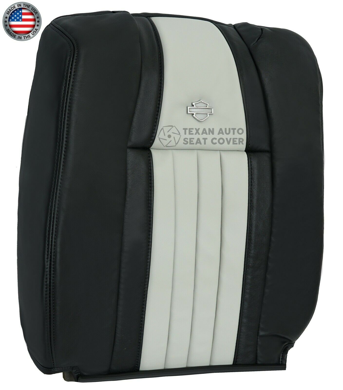 2003 Ford F-150 Harley Davidson Crew Cab Pickup 4-Door Driver Lean Back Fully Synthetic Leather Seat Cover 2Tone