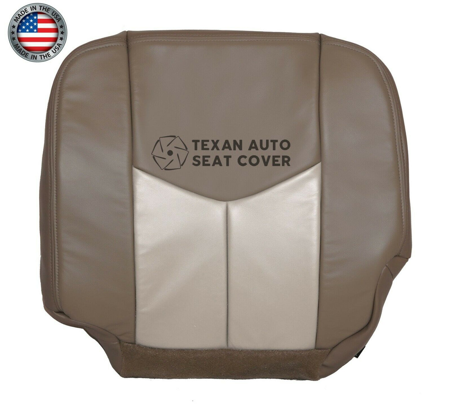 2003 to 2007 GMC Sierra Denali  Driver Bottom Leather Replacement Seat Cover 2-Tone Tan