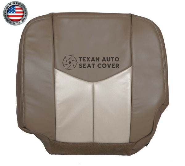2003 to 2007 GMC Sierra Denali  Passenger Bottom Leather Replacement Seat Cover 2 -Tone Tan