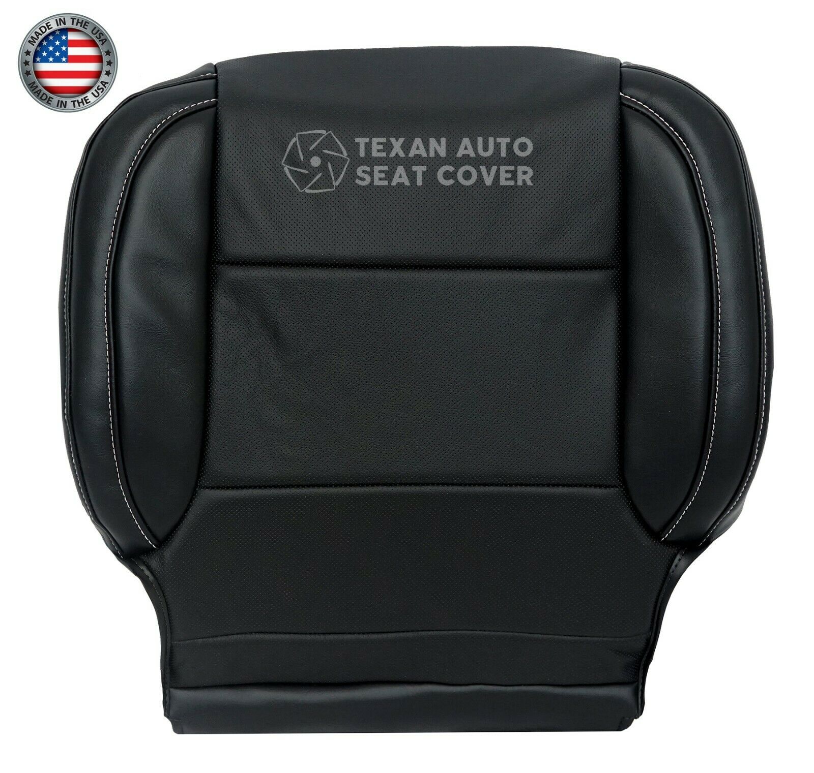 2014 to 2019 Chevy Silverado Driver Side Bottom Perforated Synthetic Leather Seat Cover Black