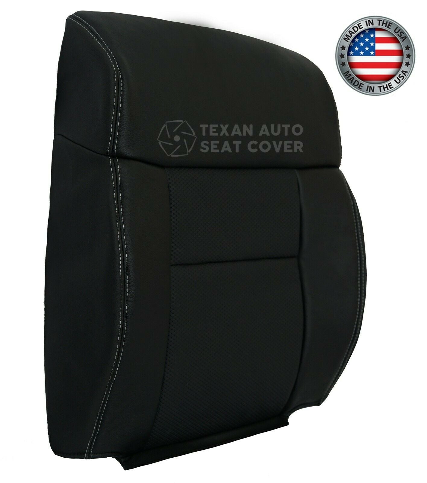 Fits 2005 to 2008 Ford F-150 Lariat Driver Side Lean Back  Leather with Inserts Replacement Seat Cover Black