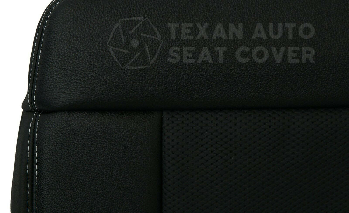 2005 to 2008 Ford F-150 Lariat Driver Side Bottom  Leather with Inserts Replacement Seat Cover Black